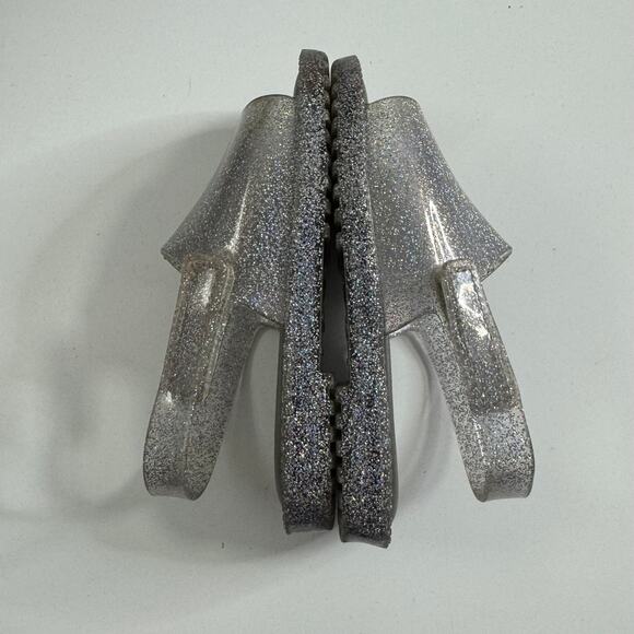 MINI MELISSA Silver Sparkle Slide Sandals With Strap 10 - Picture 3 of 6